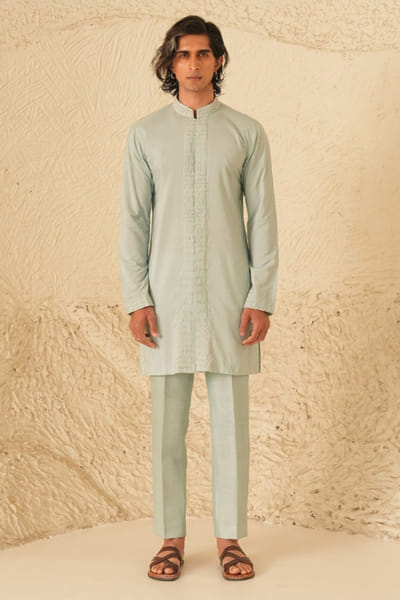 Shreyansh Designs Blue pearl embroidered kurta set SHREAUG26D152373