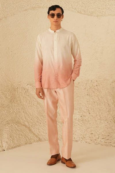 Shreyansh Designs Ivory and pink ombre kurta set SHREAUG26D152375