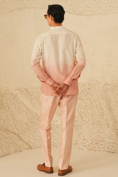Shreyansh Designs Ivory and pink ombre kurta set SHREAUG26D152375