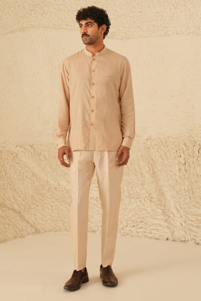 Shreyansh Designs Rose gold cotton silk kurta set SHREAUG26D152376