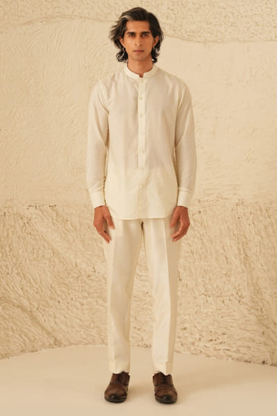 Shreyansh Designs Ivory cotton silk kurta set SHREAUG26D152378