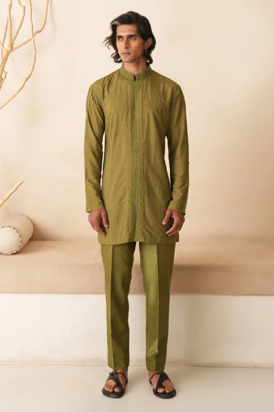 Shreyansh Designs Green bead embroidered kurta set SHREAUG26D152383
