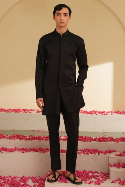 Shreyansh Designs Black cutdana embroidered kurta set SHRESEP26D254569