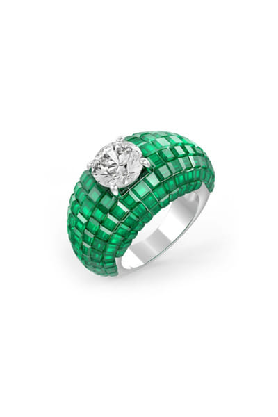 Emerald stone embellished ring