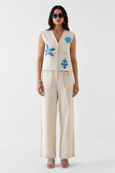 Studio Rigu Cream embroidered co-ord set STUDMAY26D144770