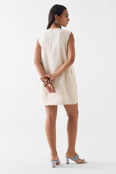 Studio Rigu Cream sequin hand embroidered short dress STUDMAY26D144773