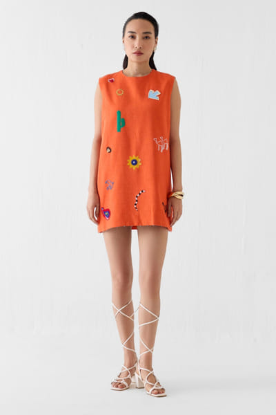 Studio Rigu Orange sequin hand embroidered dress STUDMAY26D144776
