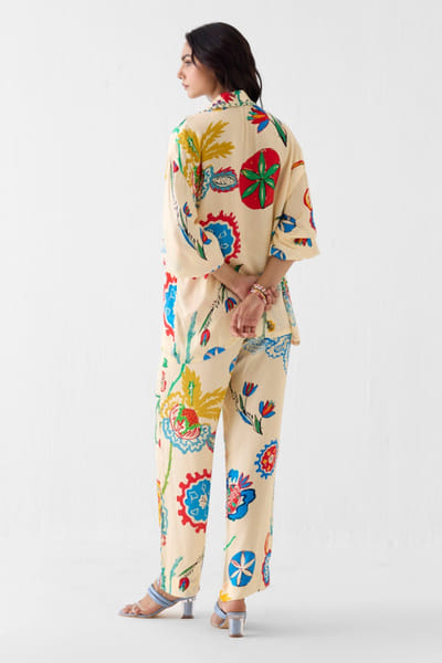 Studio Rigu Cream floral hand block printed co-ord set STUDMAY26D144782