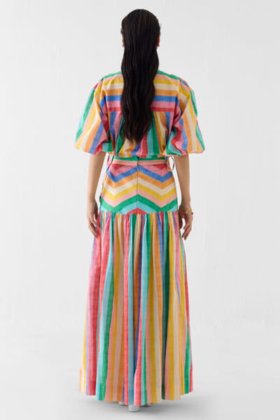 Studio Rigu Multicolour printed stripe shirt and skirt set STUDMAY26D144793