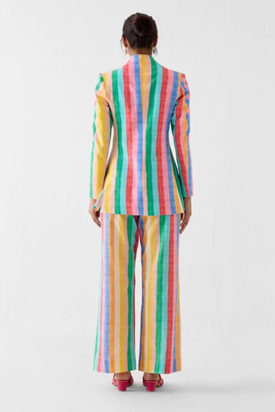Studio Rigu Multicolour printed stripe blazer and pant set STUDMAY26D144795