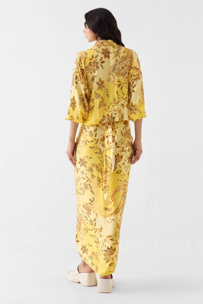 Studio Rigu Yellow paisley print draped shirt dress STUDMAY26D144800
