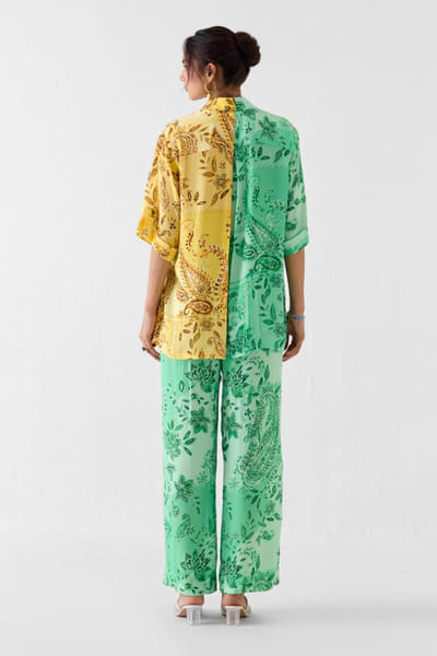 Studio Rigu Green-yellow paisley printed co-ord set STUDMAY26D144803