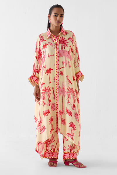 Studio Rigu Cream printed asymmetric kurta set STUDMAY26D144807