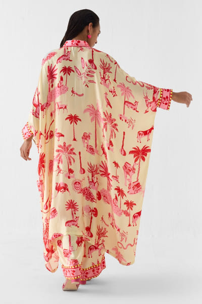 Studio Rigu Cream printed asymmetric kurta set STUDMAY26D144807