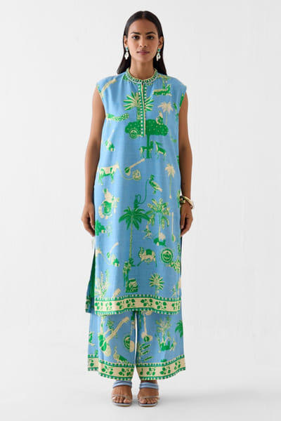 Studio Rigu Blue printed kurta and pant set STUDMAY26D144813