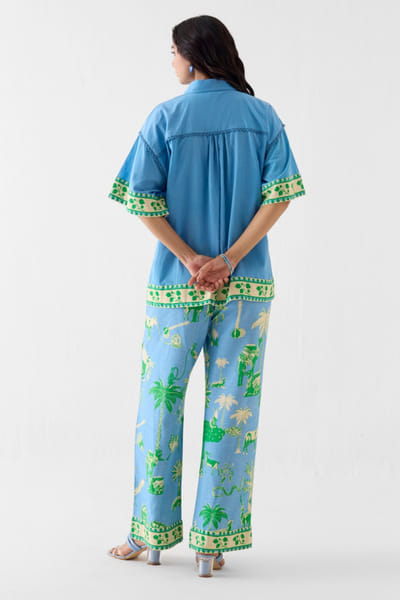 Studio Rigu Blue printed boxy shirt and pant set STUDMAY26D144814