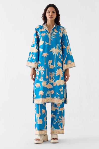 Studio Rigu Blue printed kurta and pant set STUDMAY26D144816