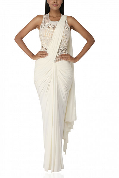 White sari gown