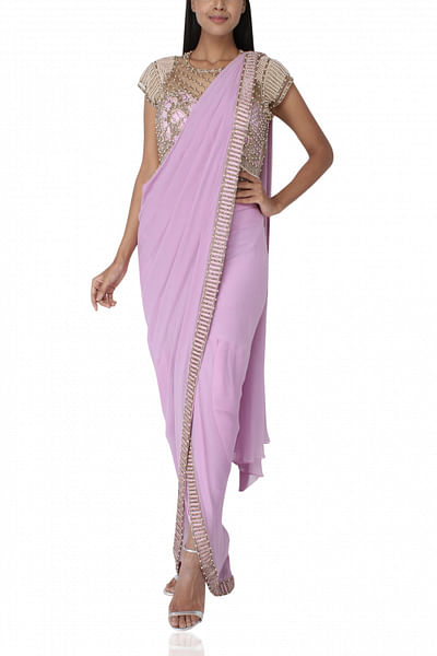 Purple sari with pants