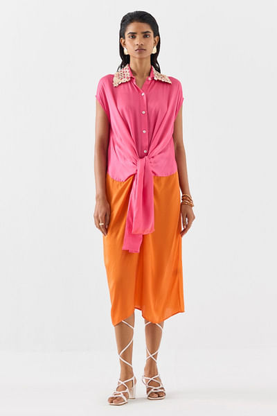 Pink and orange ombre shade dress