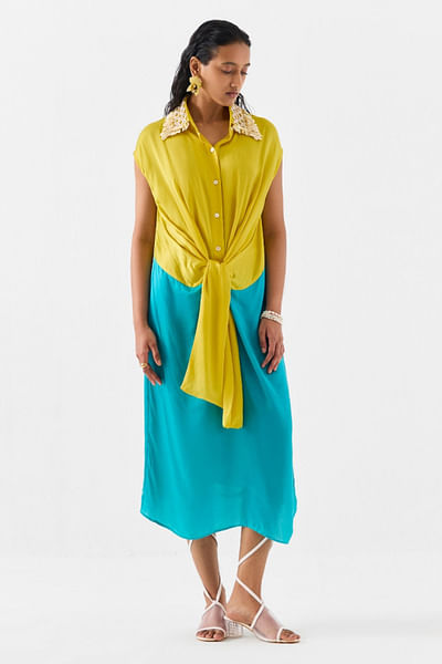 Yellow and blue ombre shade dress