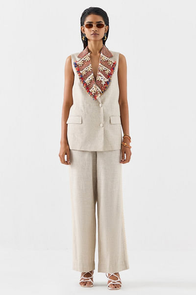 Natural embroidered co-ords