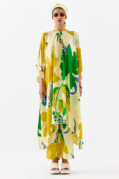 Multicolour printed kaftan set