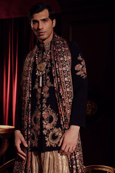 Black zardozi embroidered jacket