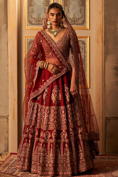 Maroon embroidery lehenga set