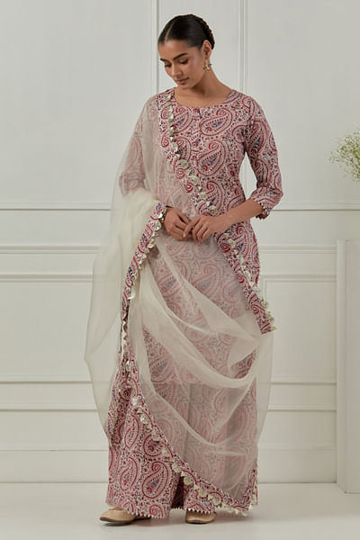 Multicolour block print kurta set