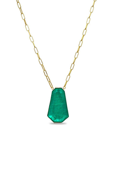 Miss Jo Emerald green-stone embellished pendant necklace MISSJUN26D147078