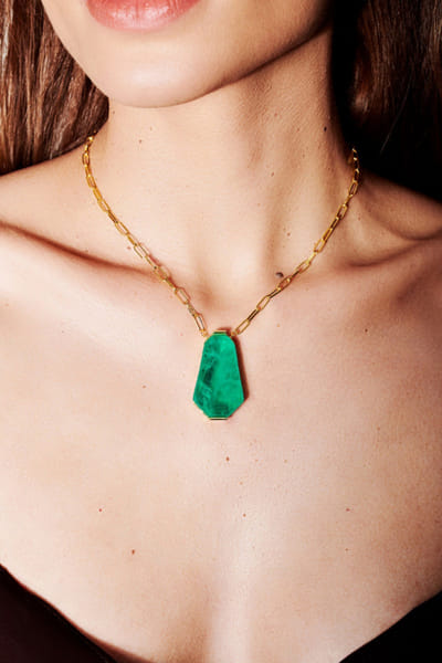 Miss Jo Emerald green-stone embellished pendant necklace MISSJUN26D147078