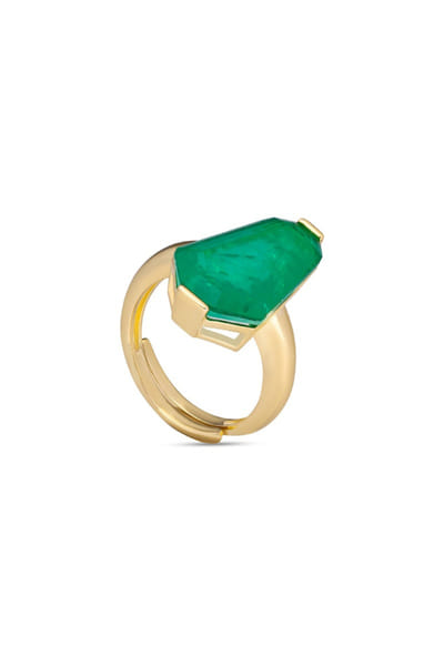 Miss Jo Dark green stone embellished ring MISSJUN26D147088