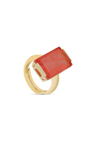 Miss Jo Orange geometric stone embellished ring MISSJUN26D147082