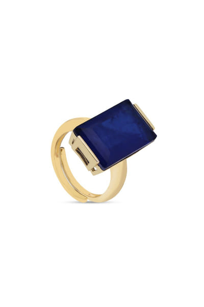 Miss Jo Dark blue geometric stone embellished ring MISSJUN26D147086