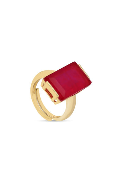 Miss Jo Cerise pink geometric stone embellished ring MISSJUN26D147085