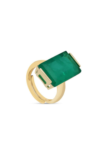 Miss Jo Emerald green geometric stone embellished ring MISSJUN26D147083