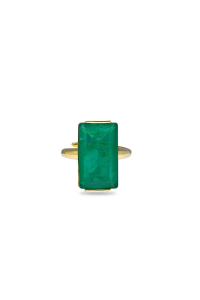 Miss Jo Emerald green geometric stone embellished ring MISSJUN26D147083