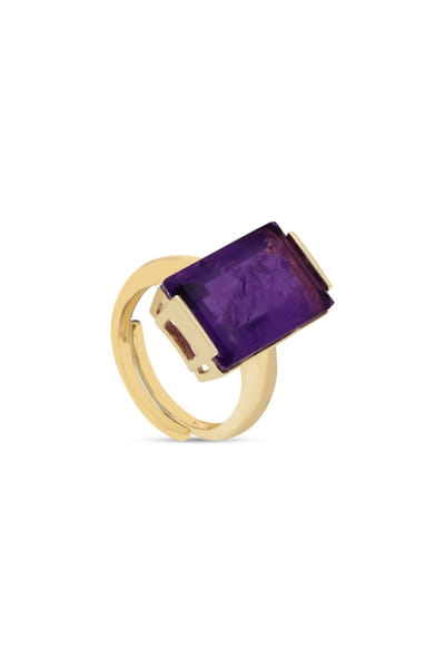 Miss Jo Dark purple geometric stone embellished ring MISSJUN26D147084