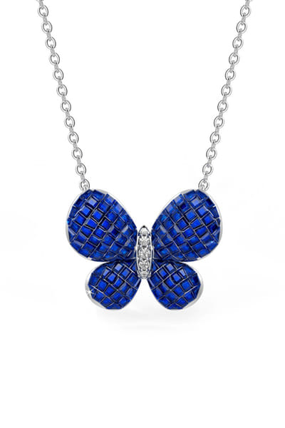 Sapphire embellished butterfly pendant chain