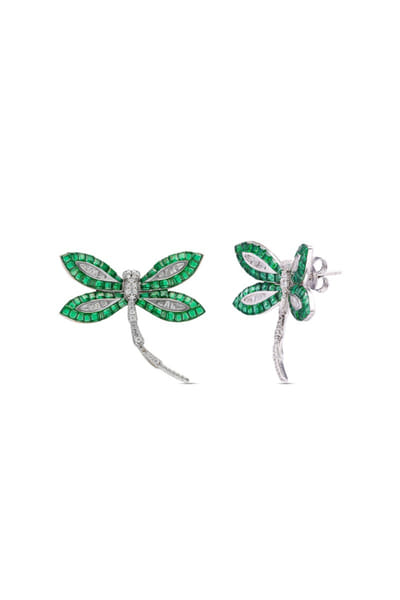 Miss Jo Emerald stone embellished dragonfly earrings MISMAR26D141370