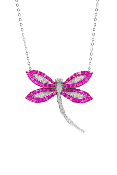 Ruby stone embellished dragonfly chain