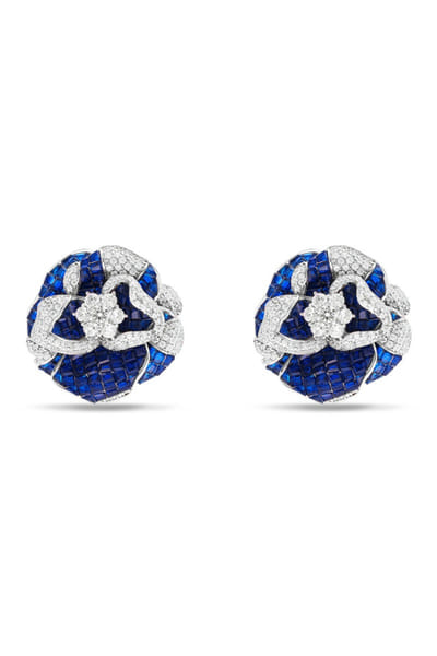 Miss Jo Blue and silver floral studs MISSAPR26D242759