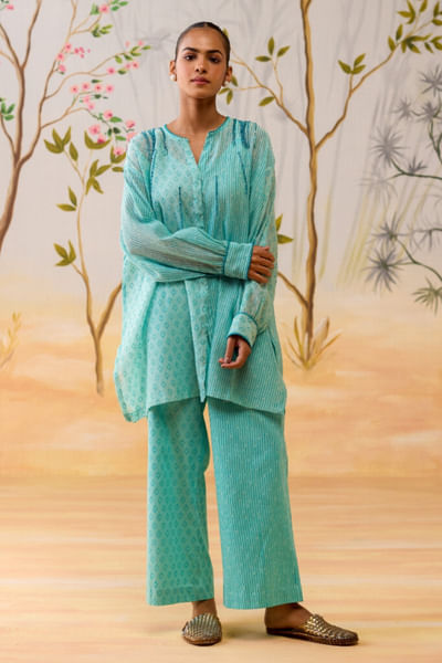 Blue block printed co-ords