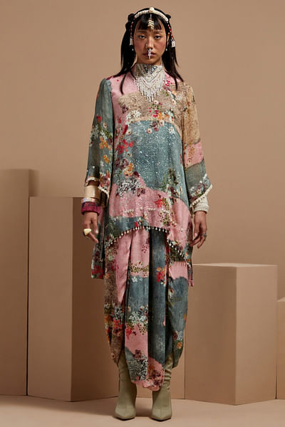 Multicolour floral printed kurta set