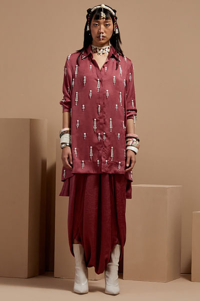 Old rose tasselled shirt