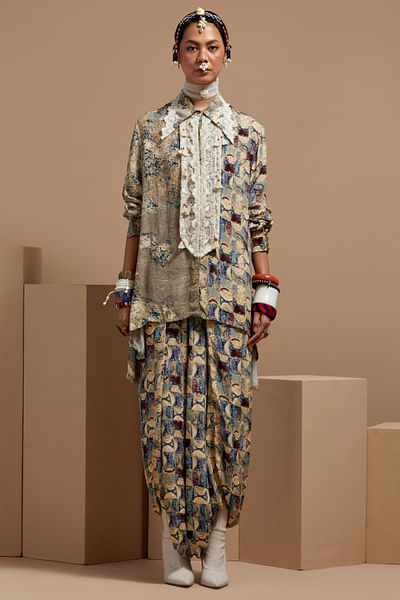 Multicolour geometrical printed shirt