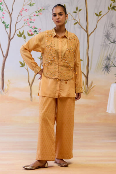 Yellow embroidered co-ord set