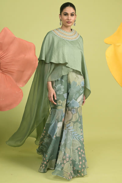 Matcha green draped top and pants