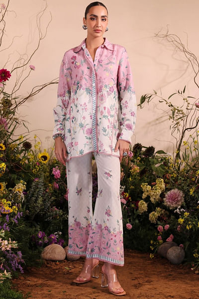 Light pink floral printed co-ords